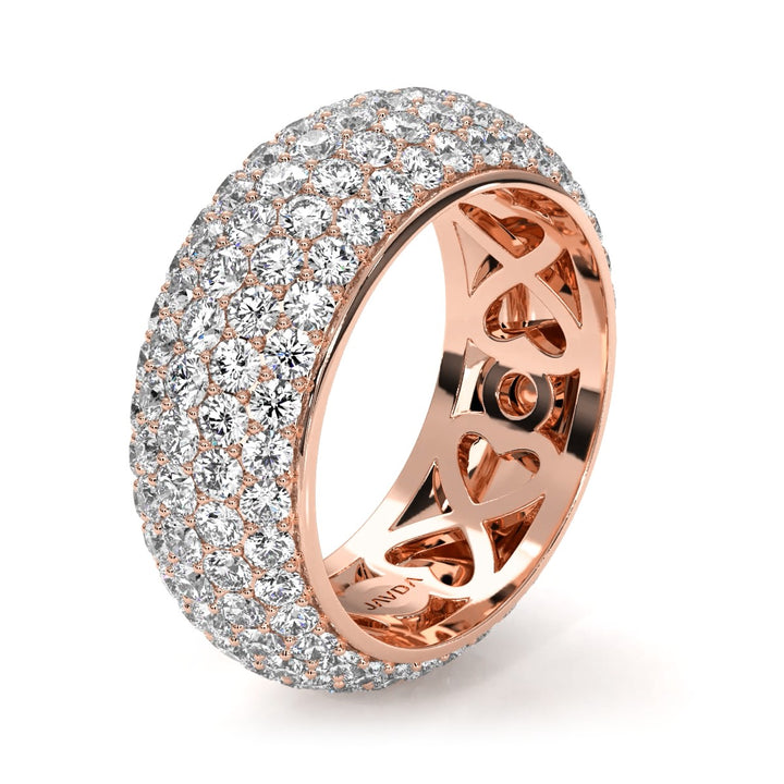 Round Lab Grown Diamond Pave Set Women's Eternity Wedding Band 3.93 Ctw.