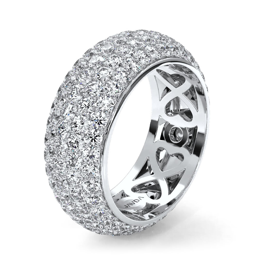 Round Lab Grown Diamond Pave Set Women's Eternity Wedding Band 3.93 Ctw.