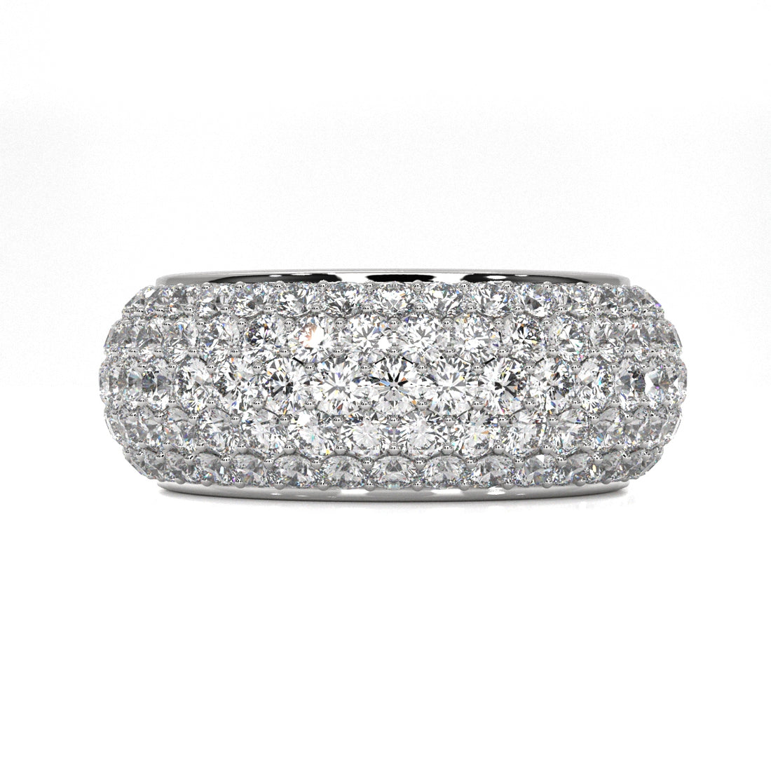 Round Lab Grown Diamond Pave Set Women's Eternity Wedding Band 3.93 Ctw.