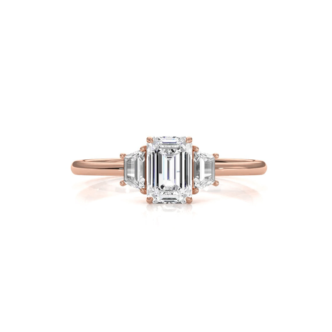 3 Stone Emerald Lab Grown Diamond Engagement Ring 0.84 Ctw.