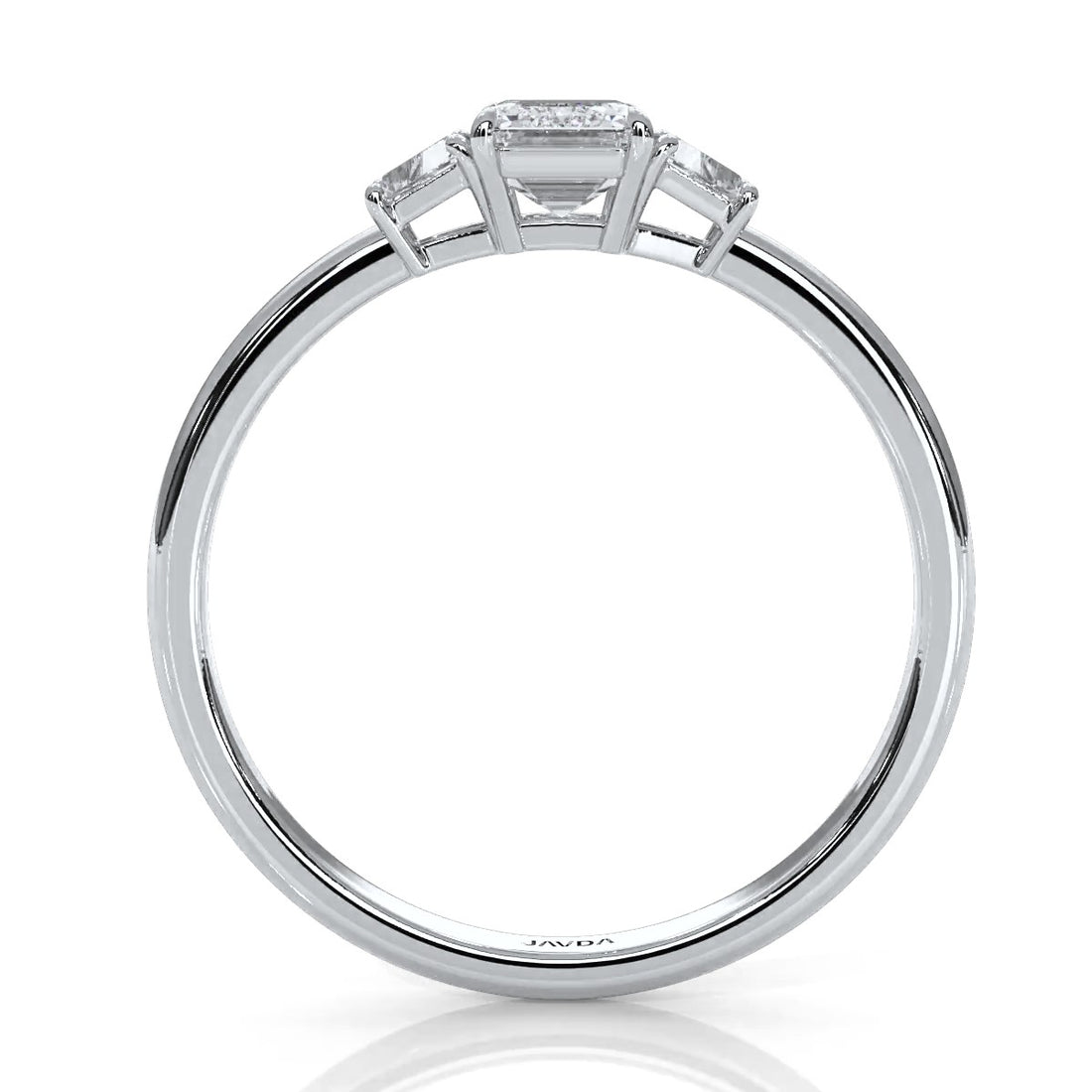 3 Stone Emerald Lab Grown Diamond Engagement Ring 0.84 Ctw.