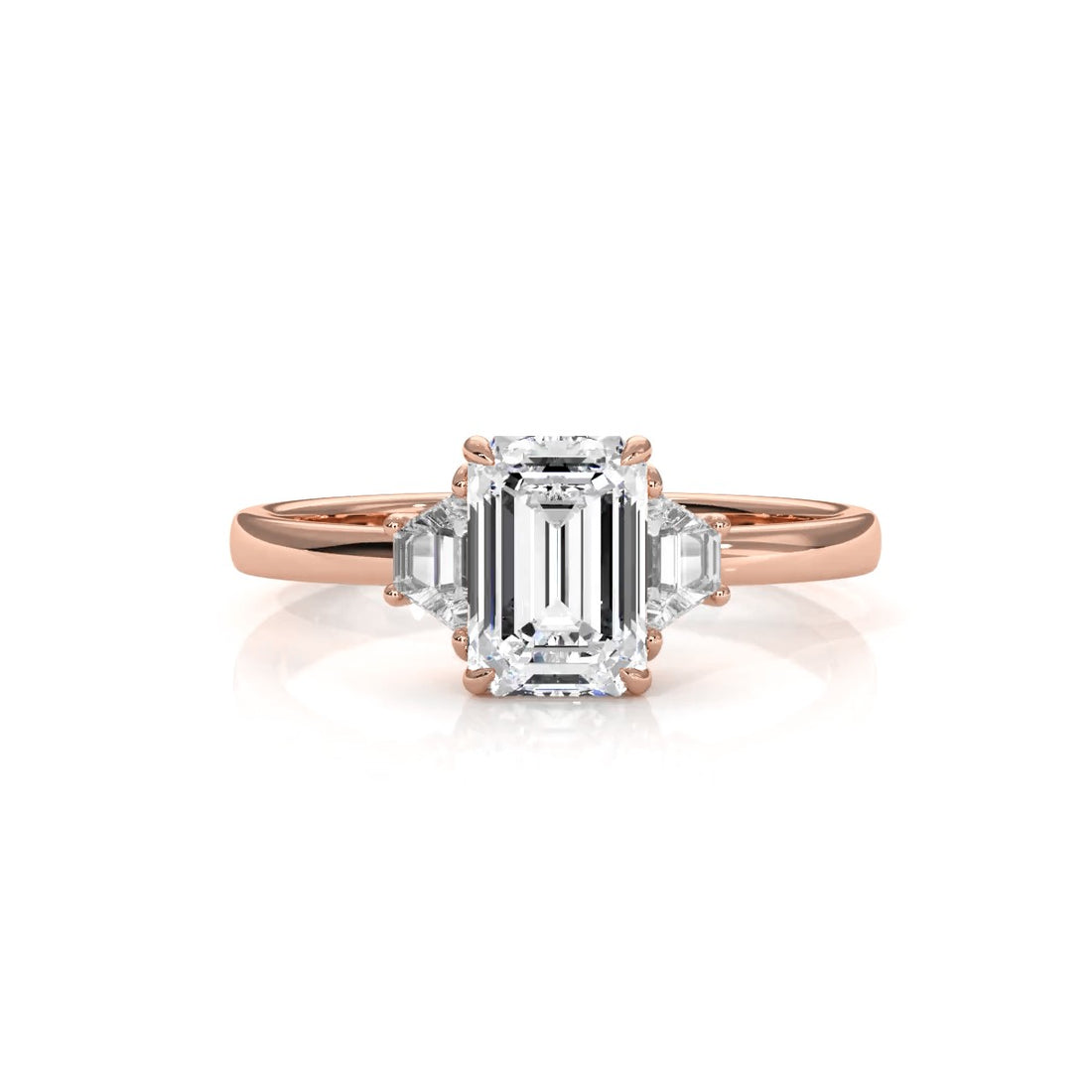 3 Stone Emerald Lab Grown Diamond Engagement Ring 0.84 Ctw.