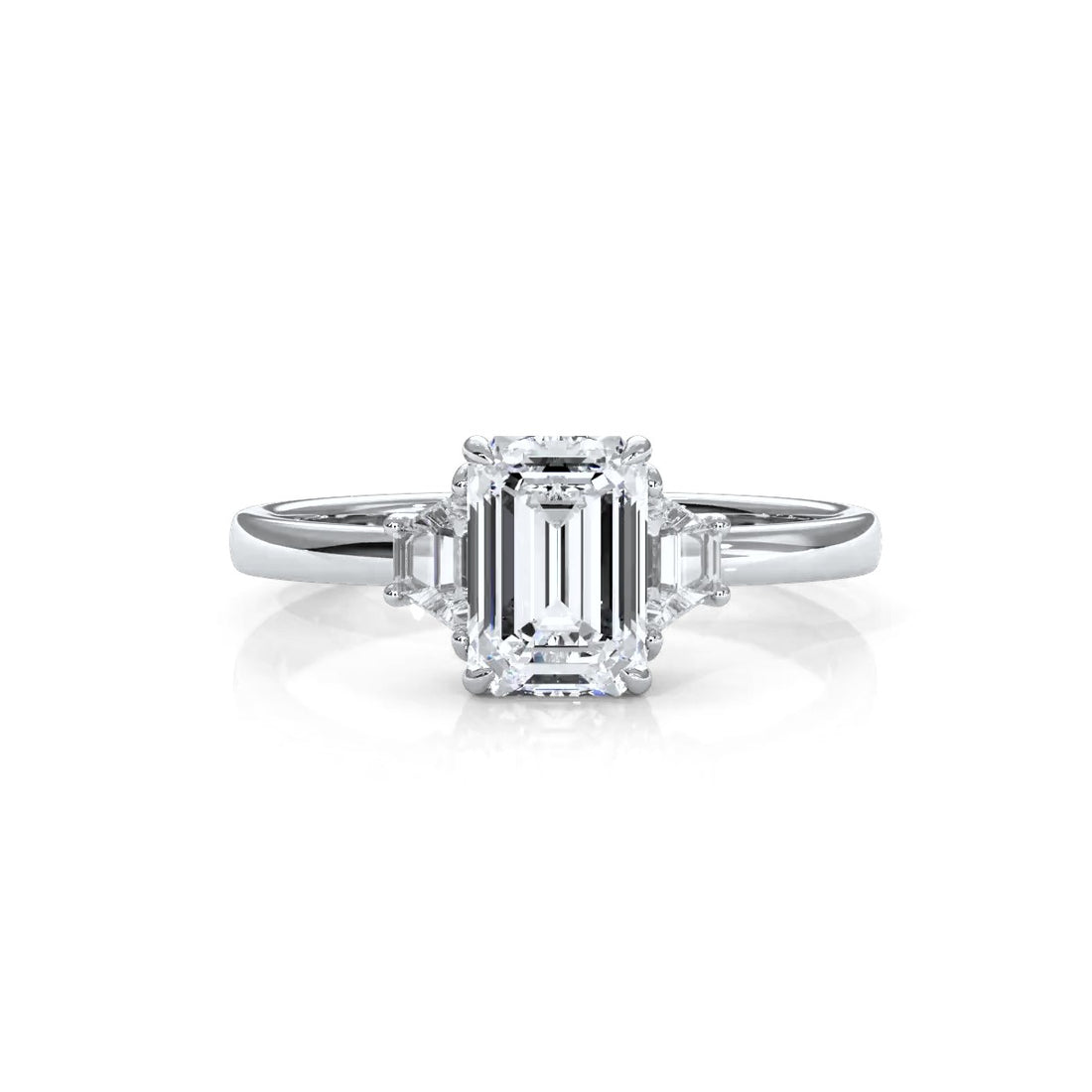 3 Stone Emerald Lab Grown Diamond Engagement Ring 0.84 Ctw.