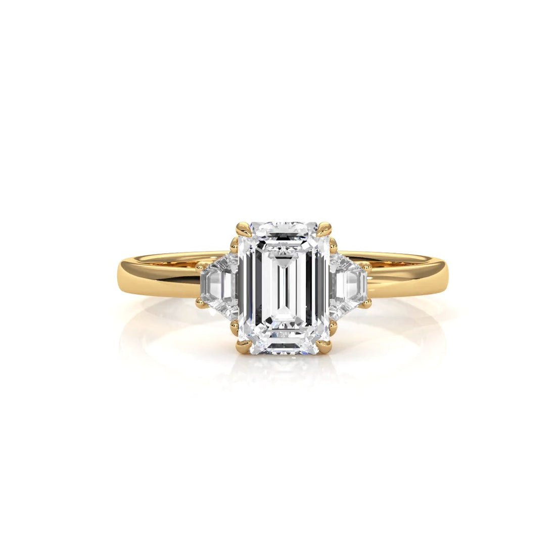 3 Stone Emerald Lab Grown Diamond Engagement Ring 0.84 Ctw.