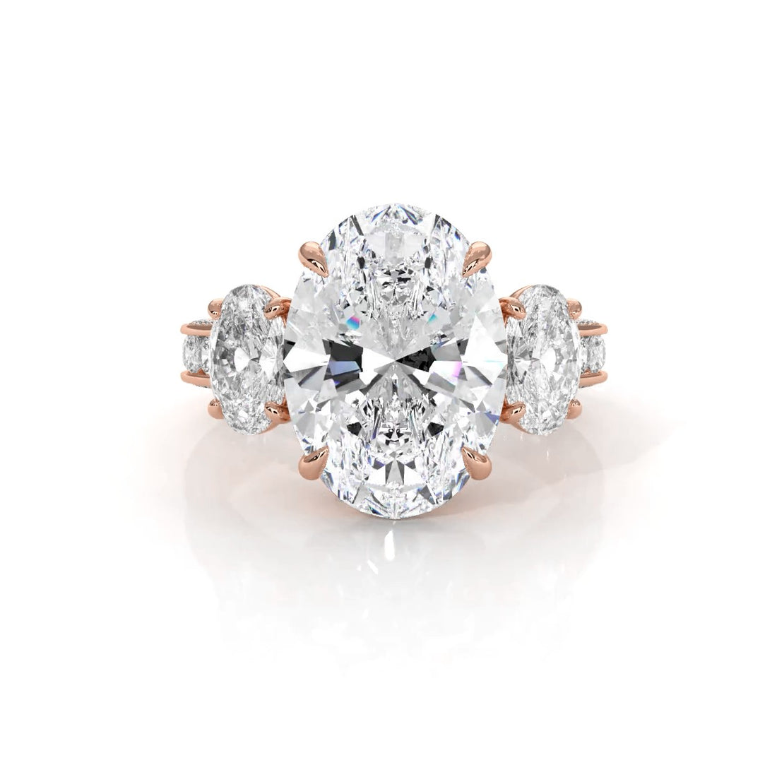 3 Stone Oval Lab Grown Diamond Engagement Ring IGI Certified 14k White Gold 10.02 Ctw.