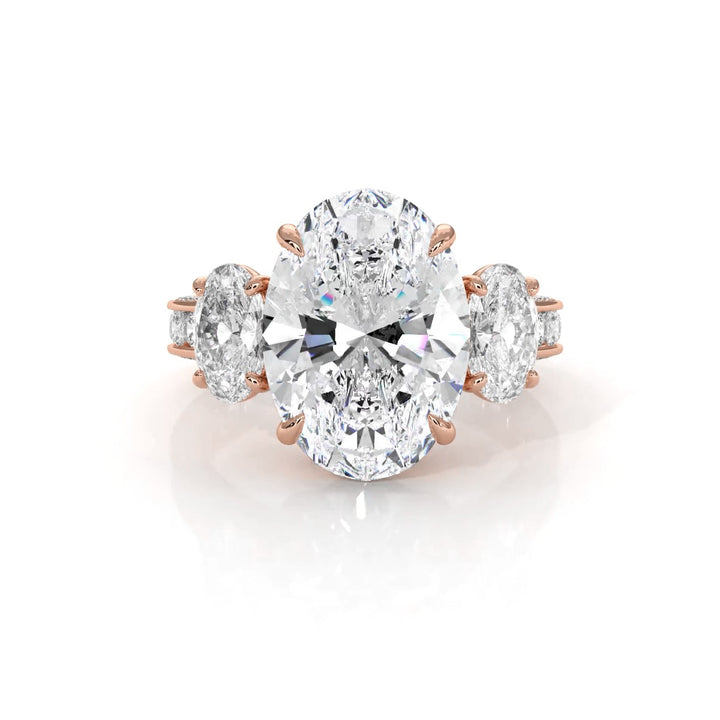 3 Stone Oval Lab Grown Diamond Engagement Ring IGI Certified 14k White Gold 10.02 Ctw.