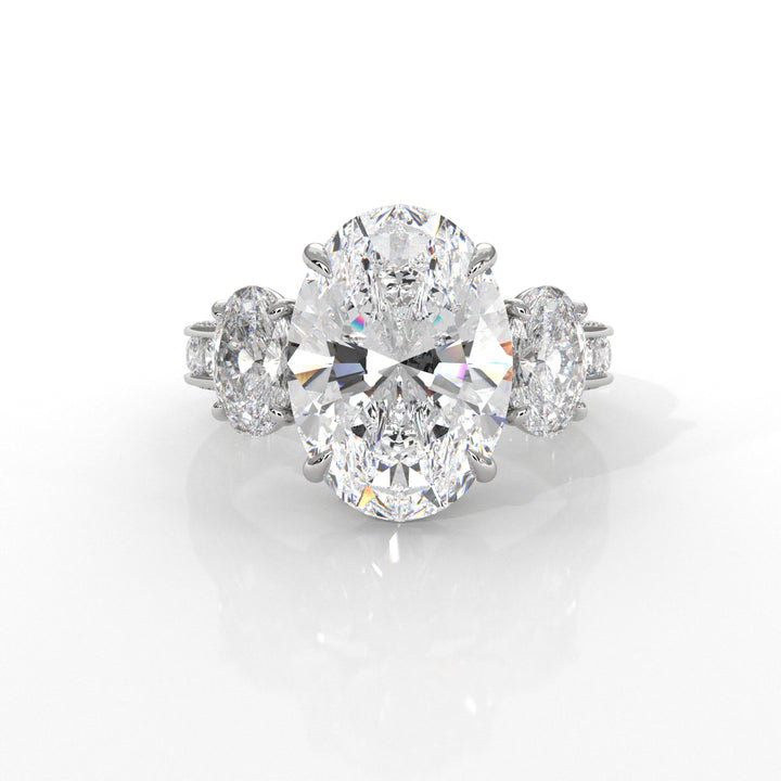 3 Stone Oval Lab Grown Diamond Engagement Ring IGI Certified 14k White Gold 10.02 Ctw.