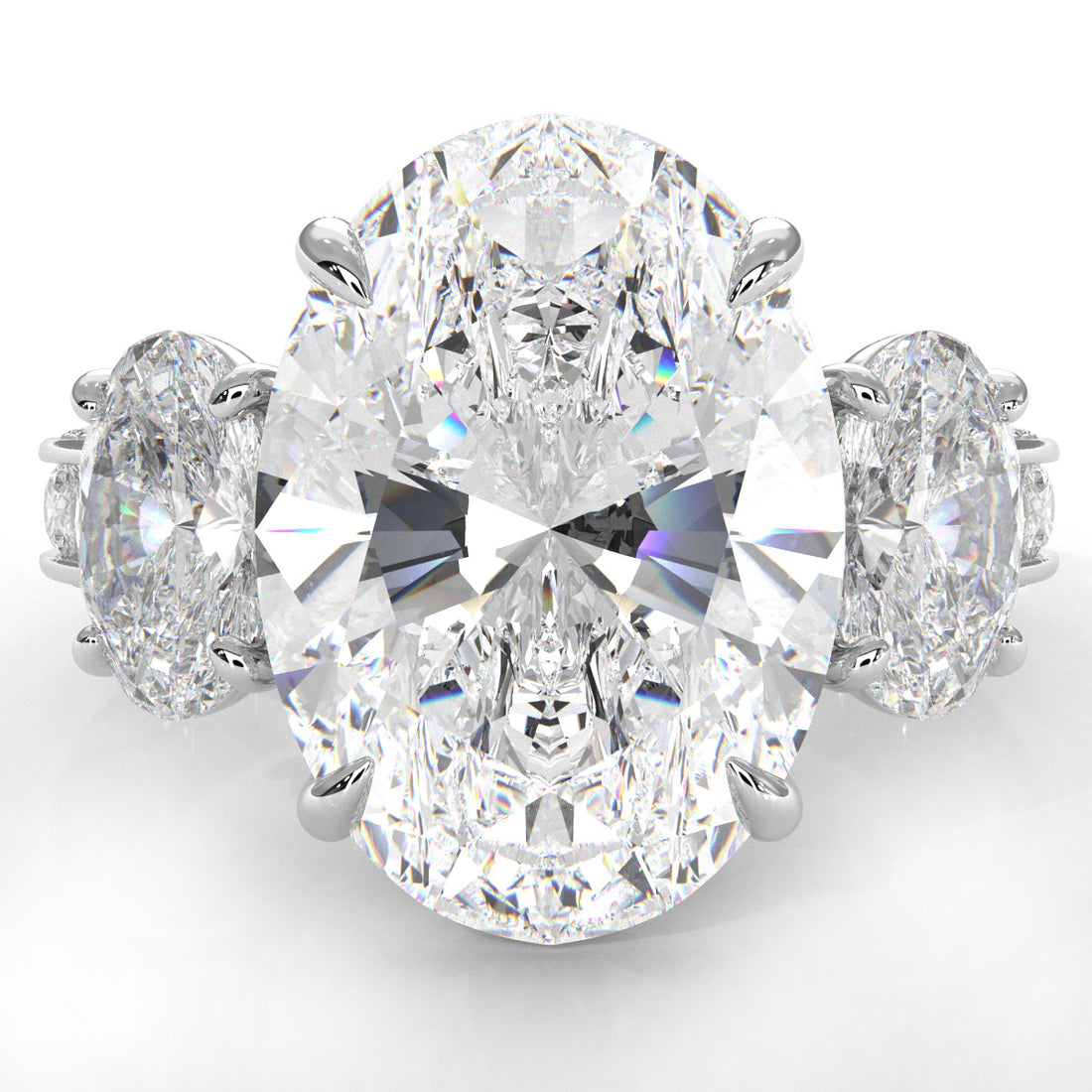 3 Stone Oval Lab Grown Diamond Engagement Ring IGI Certified 14k White Gold 10.02 Ctw.