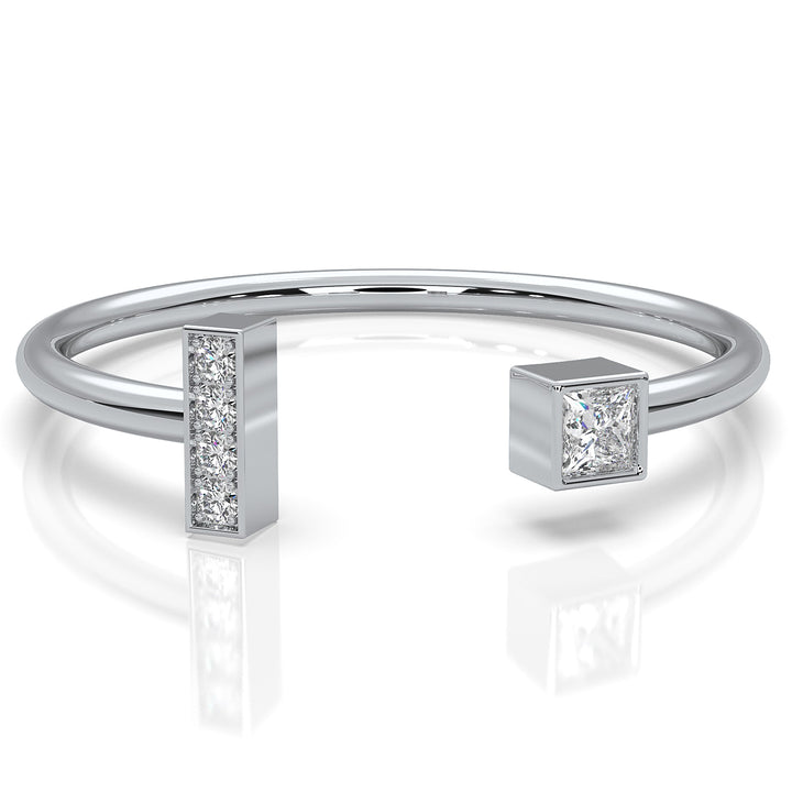 Minimalist Open Cuff Bezel Set Lab Diamond Anniversary Ring 0.07ctw.