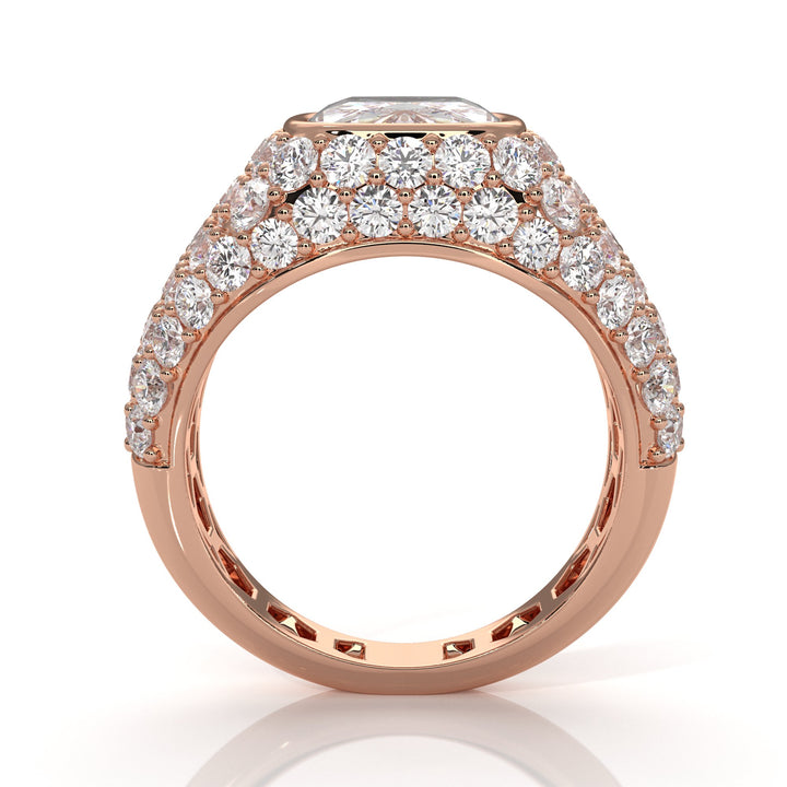 Cushion Diamond Dome Men's Cocktail Ring 14K White Gold IGI Certified 8.56ctw