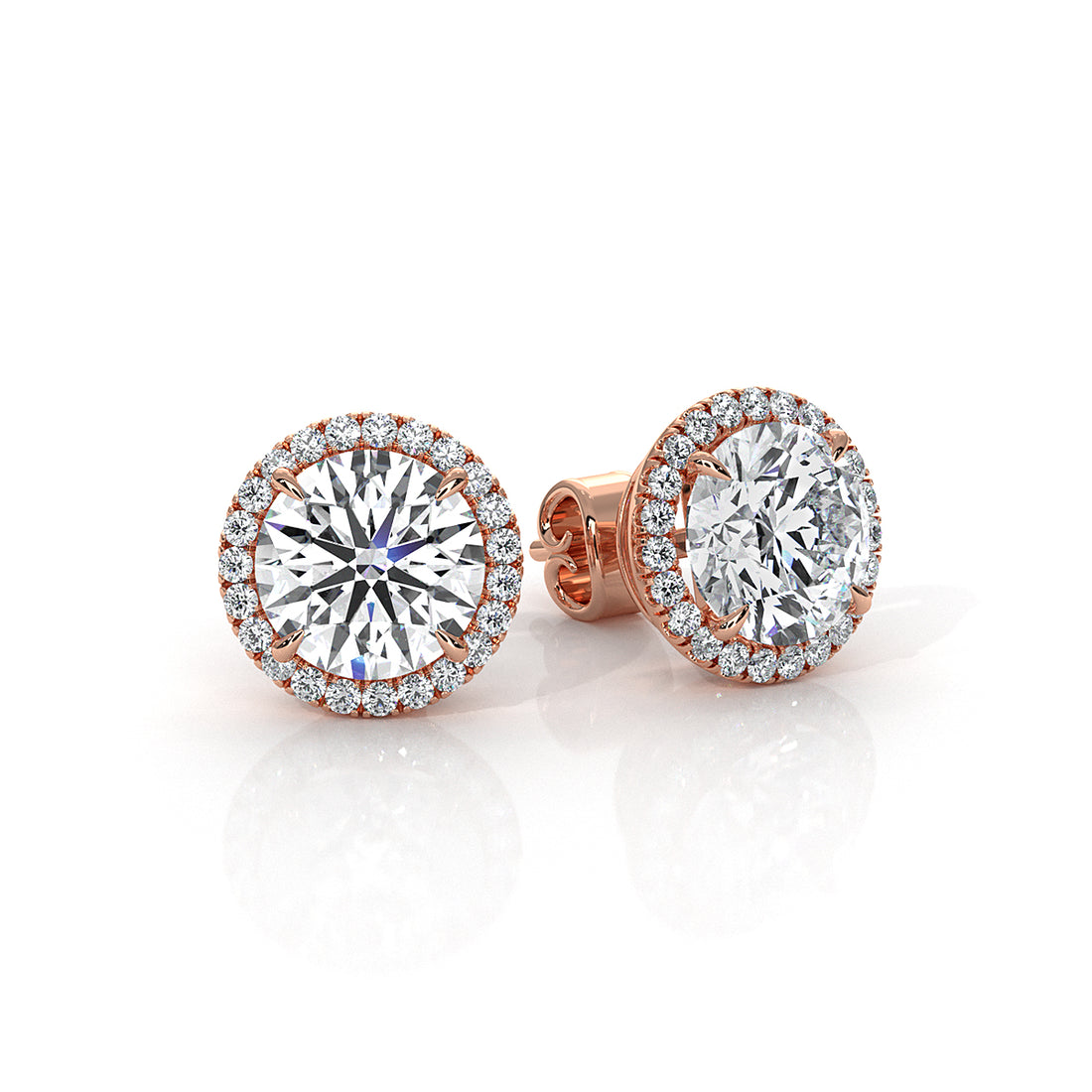 Round Lab Grown Diamond Claw Prong Women's Earring 14k White Gold 2.28 Ctw.