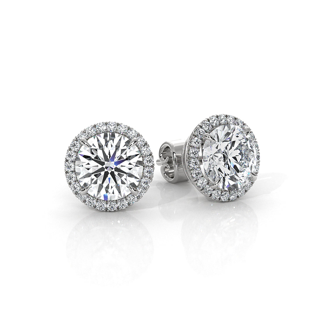 Round Lab Grown Diamond Claw Prong Women's Earring 14k White Gold 2.28 Ctw.