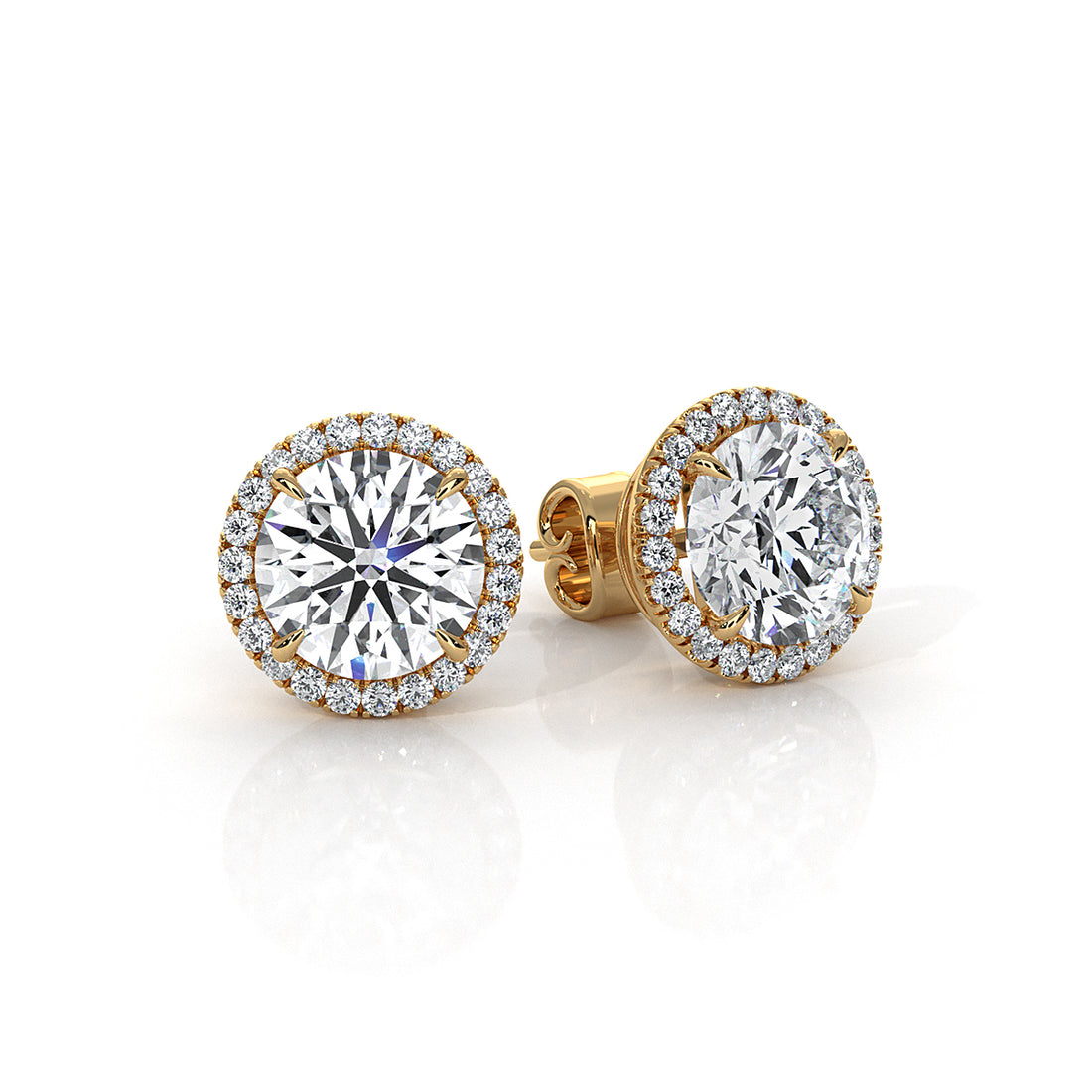 Round Lab Grown Diamond Claw Prong Women's Earring 14k White Gold 2.28 Ctw.