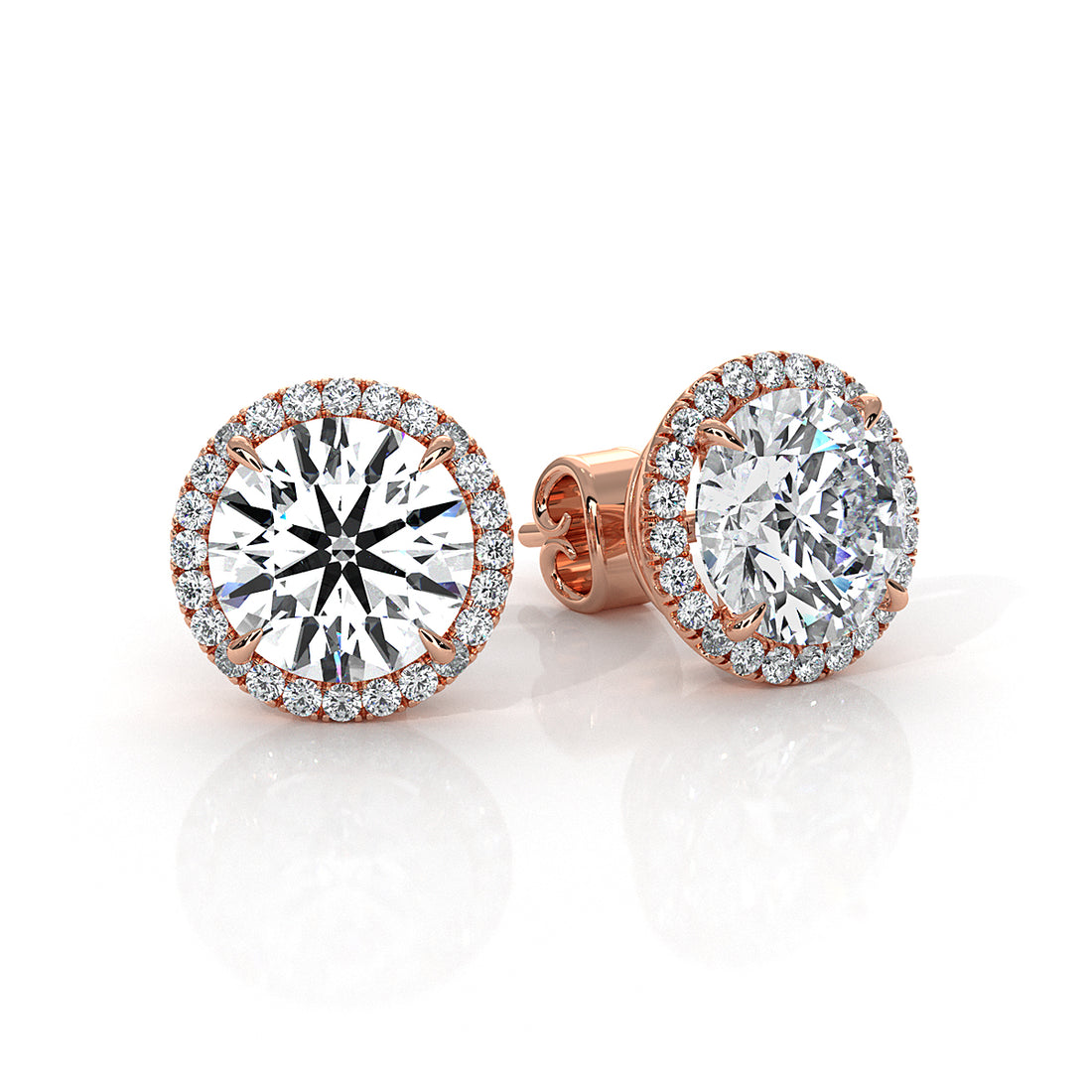 Round Lab Grown Diamond Claw Prong Women's Earring 14k White Gold 2.28 Ctw.