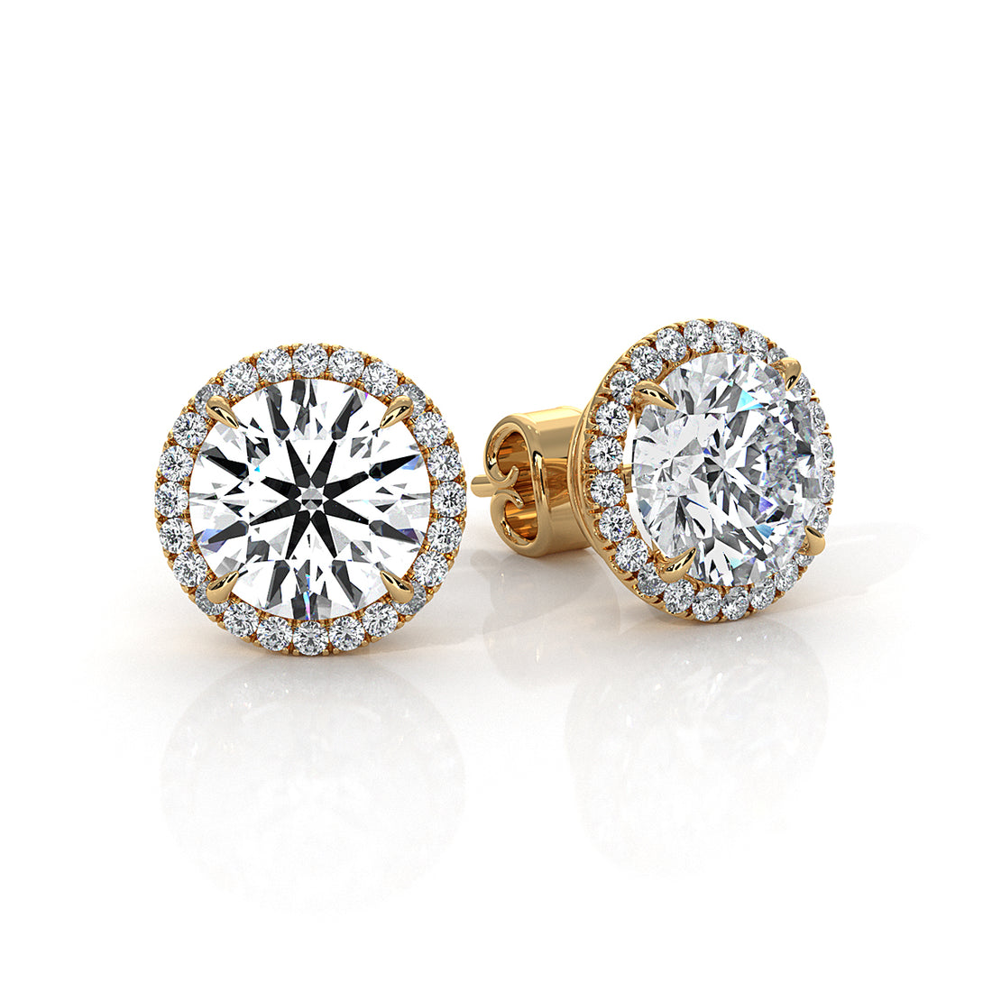 Round Lab Grown Diamond Claw Prong Women's Earring 14k White Gold 2.28 Ctw.