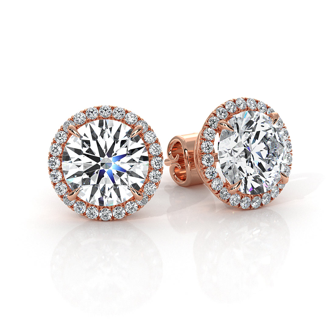 Round Lab Grown Diamond Claw Prong Women's Earring 14k White Gold 2.28 Ctw.