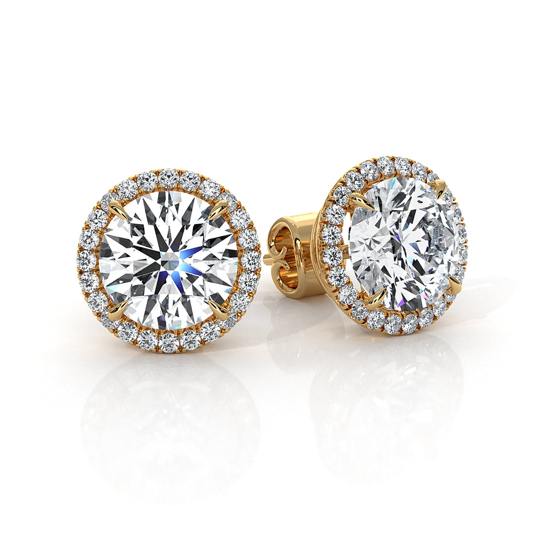 Round Lab Grown Diamond Claw Prong Women's Earring 14k White Gold 2.28 Ctw.