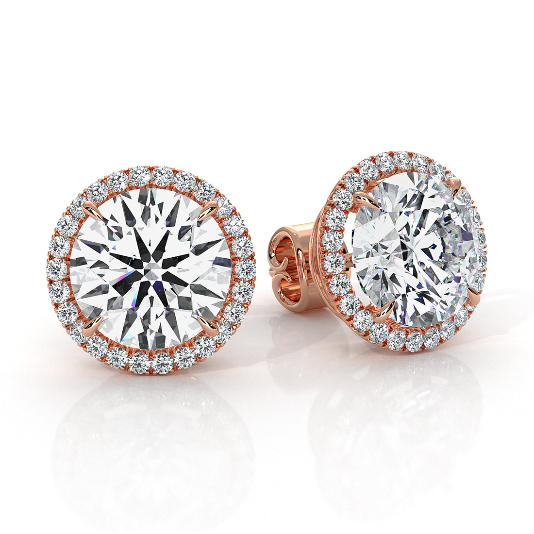 Round Lab Grown Diamond Claw Prong Women's Earring 14k White Gold 2.28 Ctw.