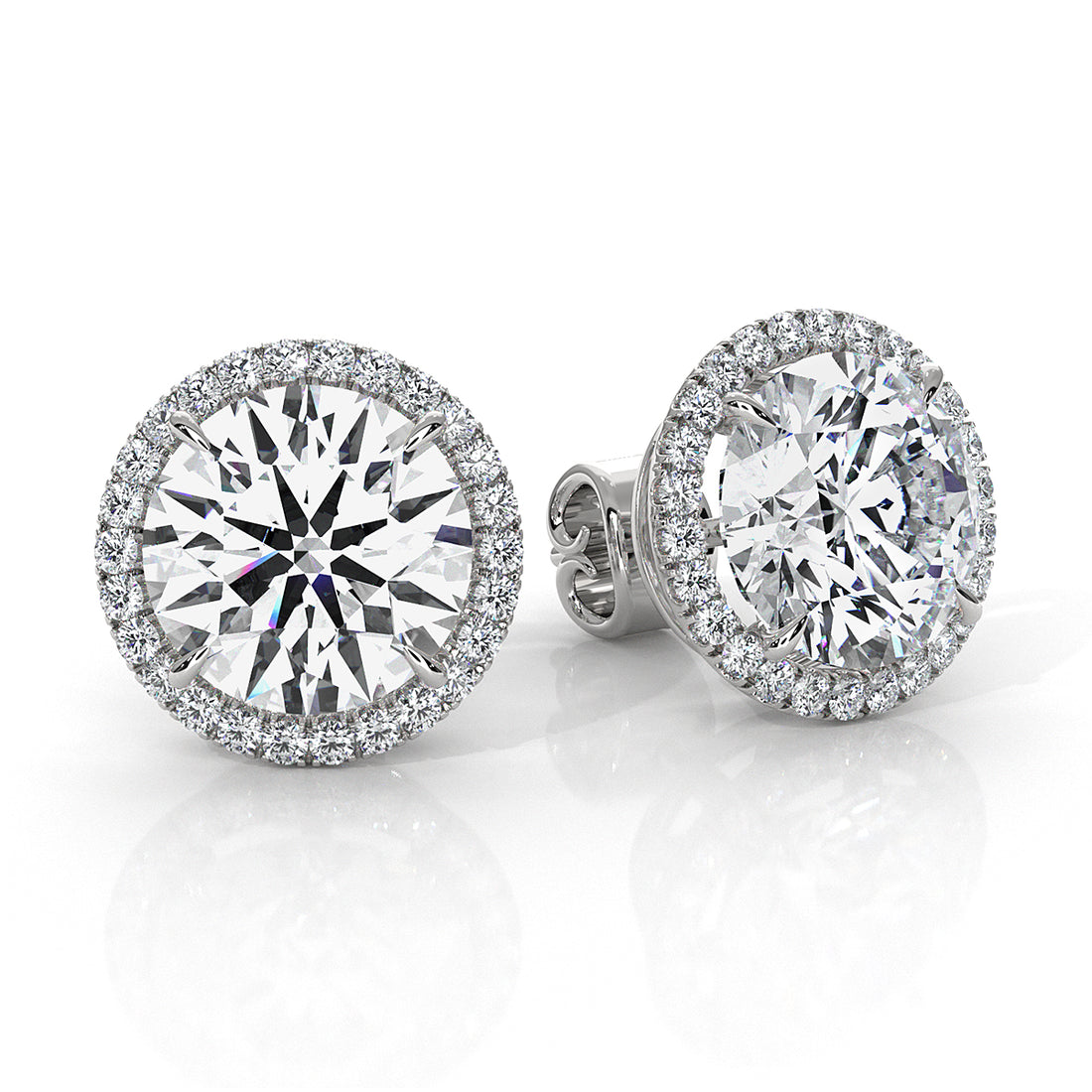 Round Lab Grown Diamond Claw Prong Women's Earring 14k White Gold 2.28 Ctw.