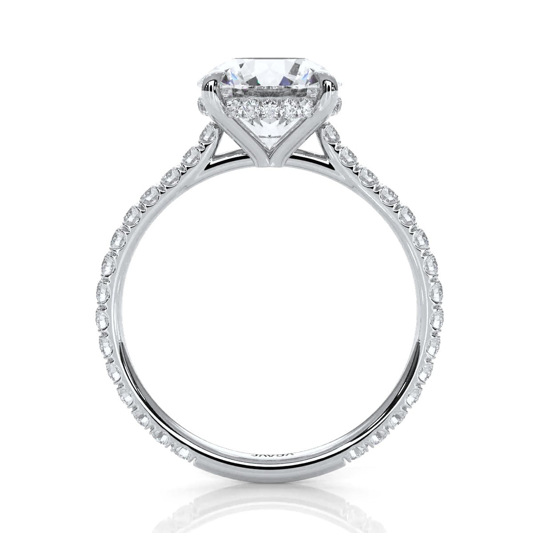 U Pave Hidden Halo Round Diamond Engagement Ring 14k White Gold 2.51 Ctw.