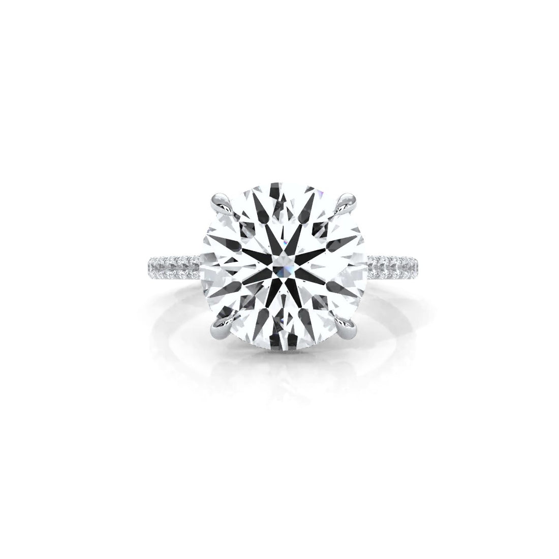 U Pave Hidden Halo Round Diamond Engagement Ring 14k White Gold 2.51 Ctw.