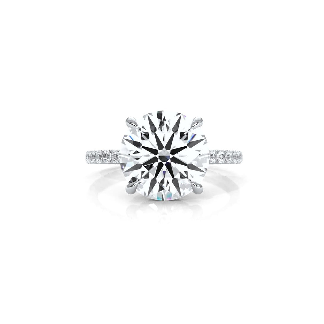 U Pave Hidden Halo Round Diamond Engagement Ring 14k White Gold 2.51 Ctw.
