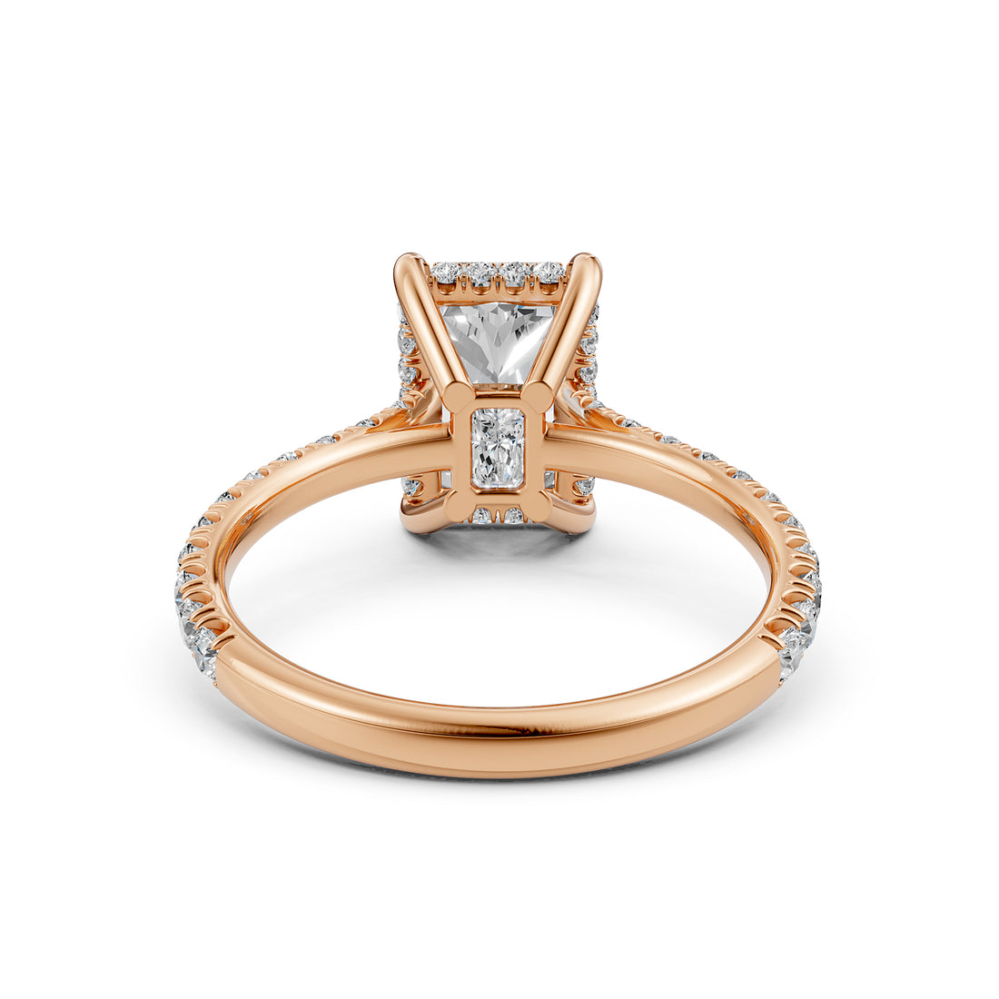 French U Pave Hidden Halo Lab Grown Diamond Radiant Engagement Ring