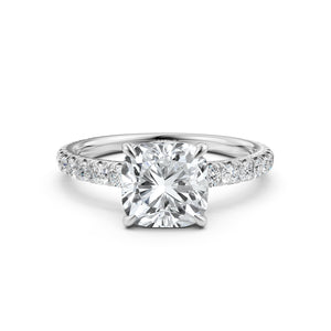 Cushion Cut Lab Grown Diamond Engagement French U Pave Set Ring Cushion Cut Lab Grown Diamond Engagement French U Pave Set Ring