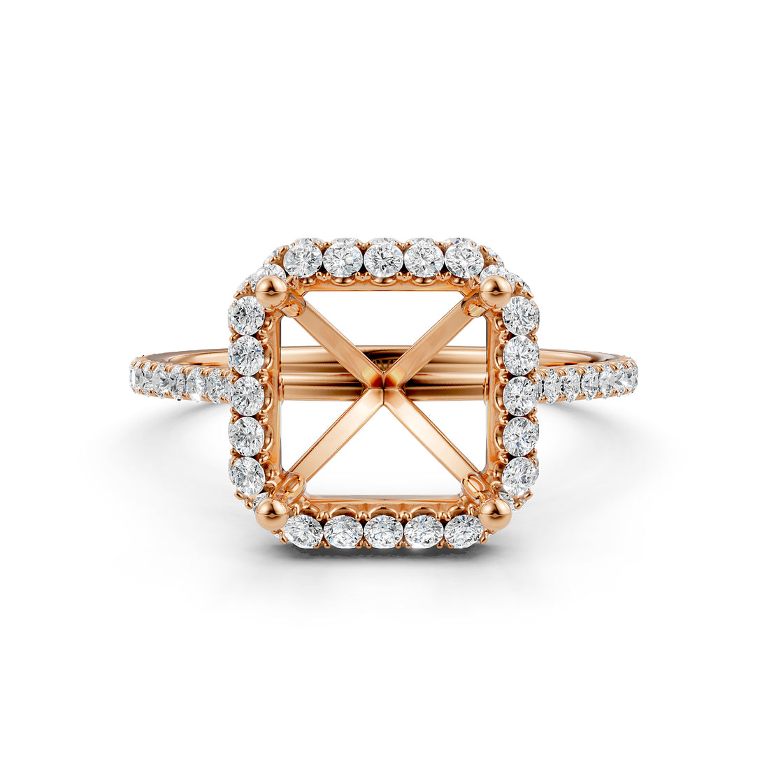 Double Halo Semi Mount Lab Grown Diamond Engagement Ring 0.53 Ct.