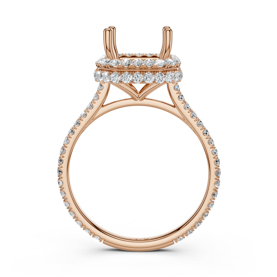 Double Halo Semi Mount Lab Grown Diamond Engagement Ring 0.53 Ct.