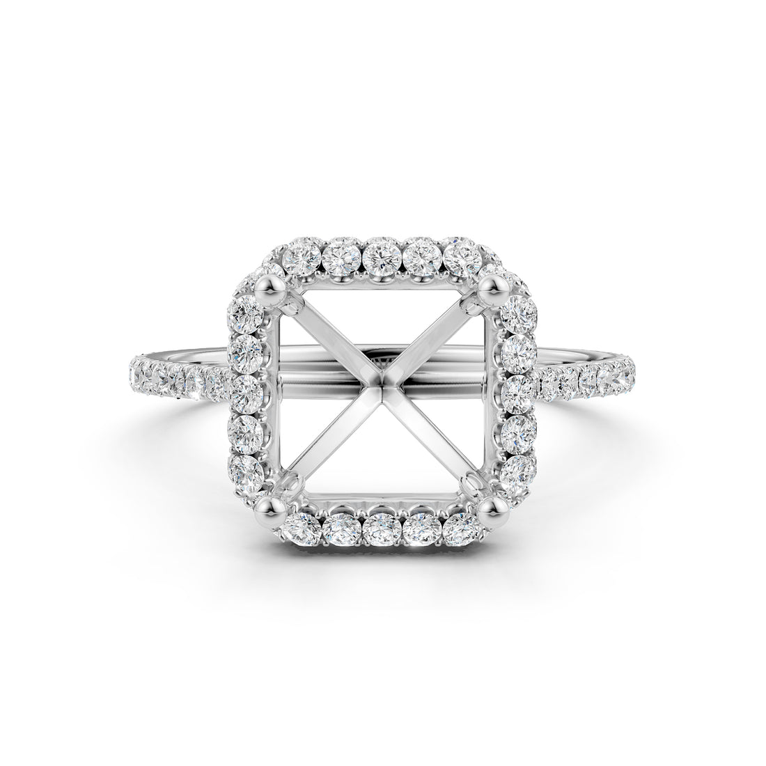 Double Halo Semi Mount Lab Grown Diamond Engagement Ring 0.53 Ct.