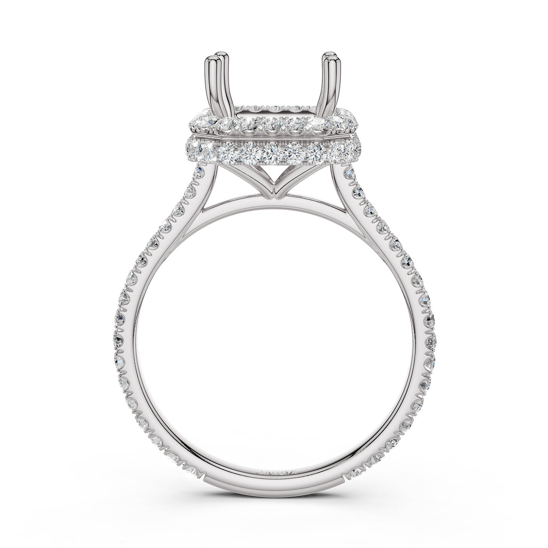 Double Halo Semi Mount Lab Grown Diamond Engagement Ring 0.53 Ct.