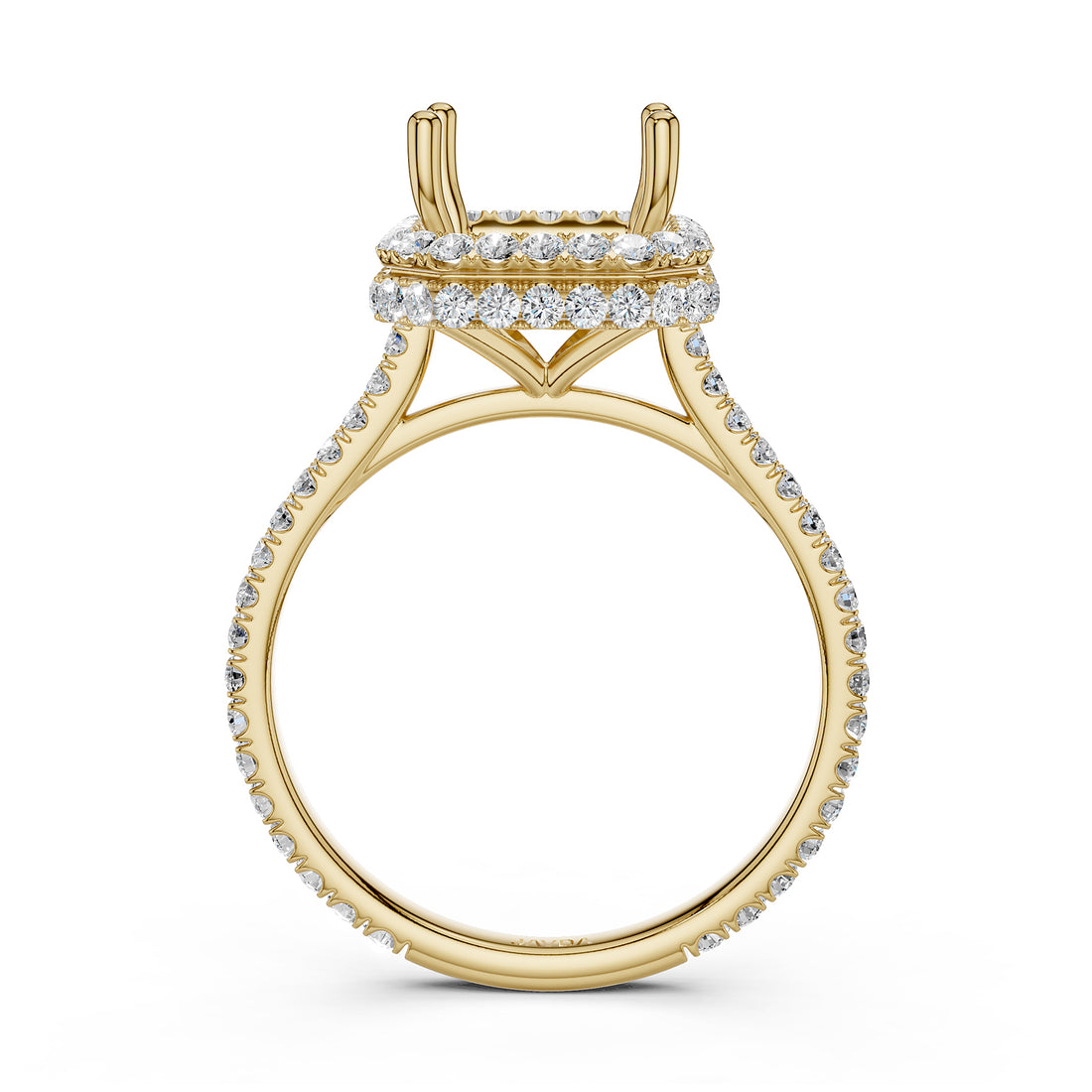 Double Halo Semi Mount Lab Grown Diamond Engagement Ring 0.53 Ct.