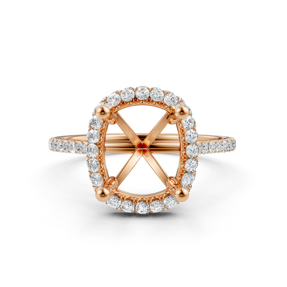 Double Halo Semi Mount Lab Grown Diamond Engagement Ring 0.53 Ct.