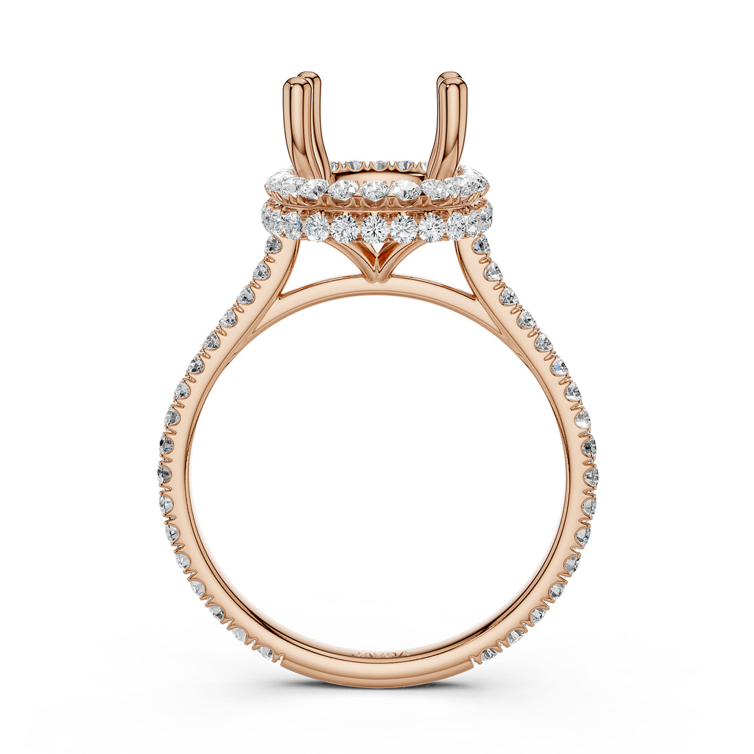 Double Halo Semi Mount Lab Grown Diamond Engagement Ring 0.53 Ct.