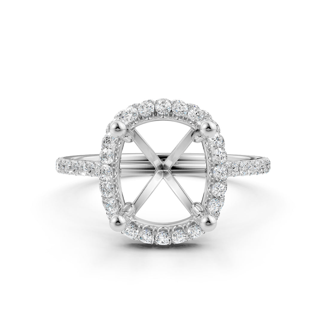 Double Halo Semi Mount Lab Grown Diamond Engagement Ring 0.53 Ct.