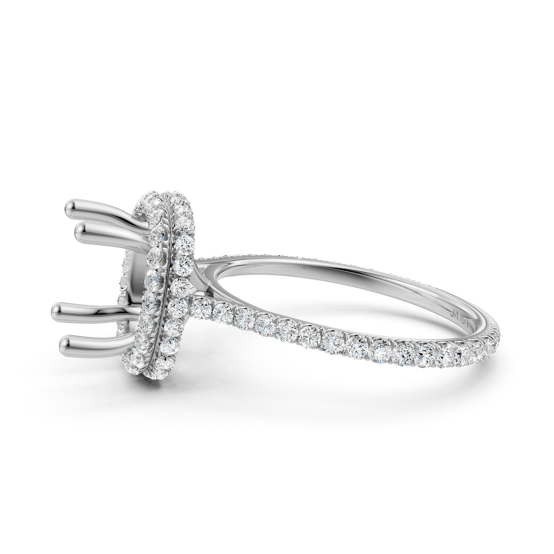 Double Halo Semi Mount Lab Grown Diamond Engagement Ring 0.53 Ct.