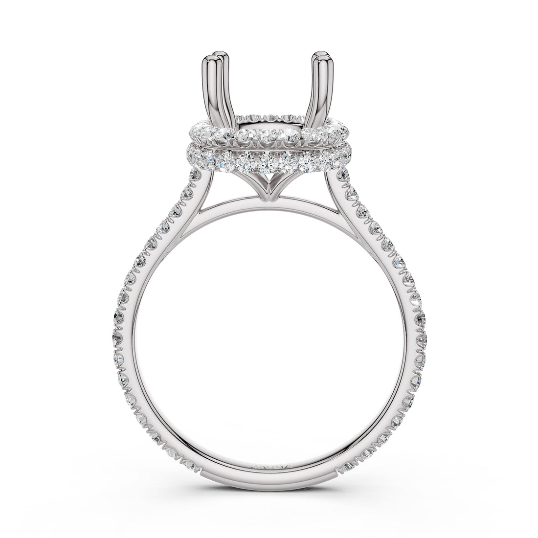 Double Halo Semi Mount Lab Grown Diamond Engagement Ring 0.53 Ct.