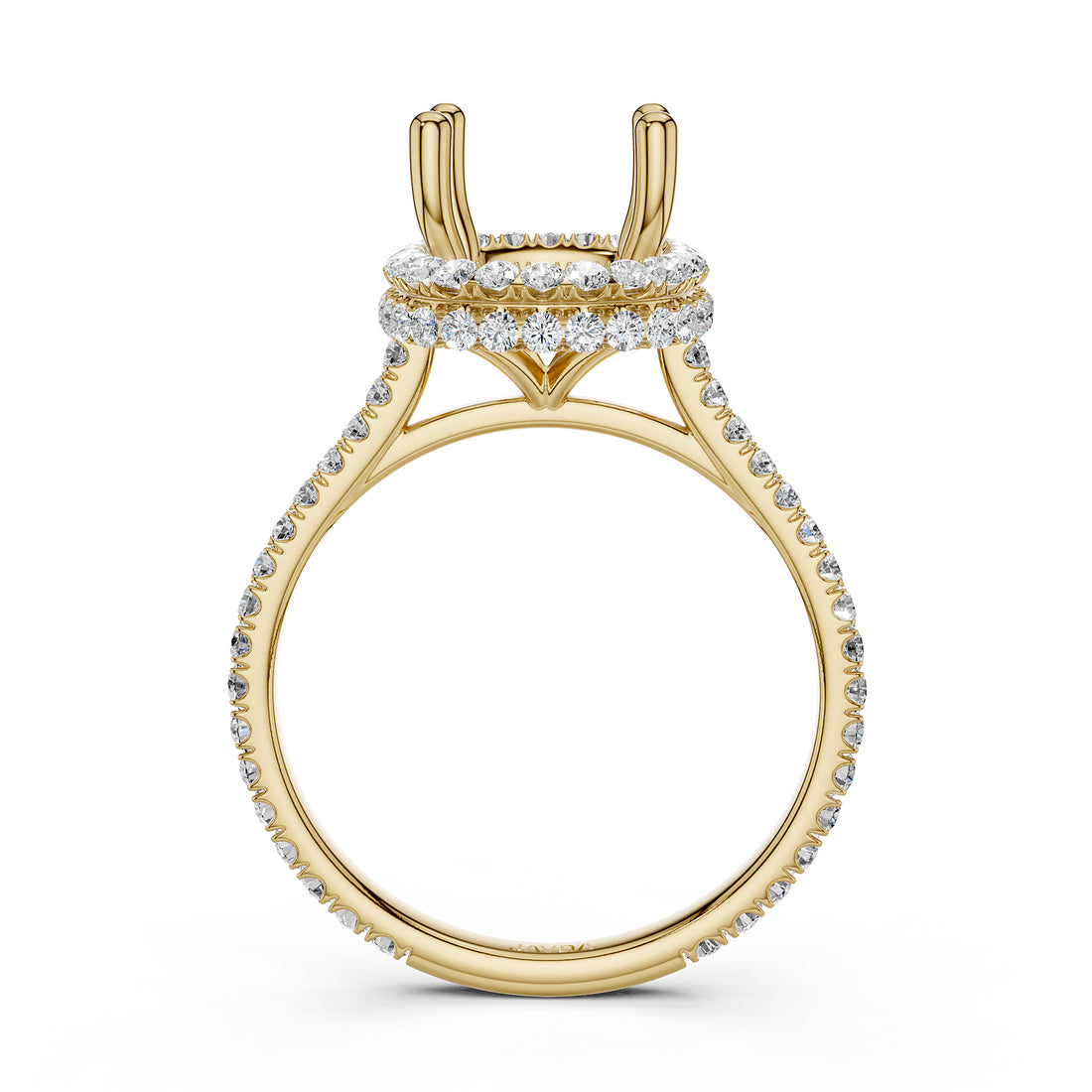 Double Halo Semi Mount Lab Grown Diamond Engagement Ring 0.53 Ct.