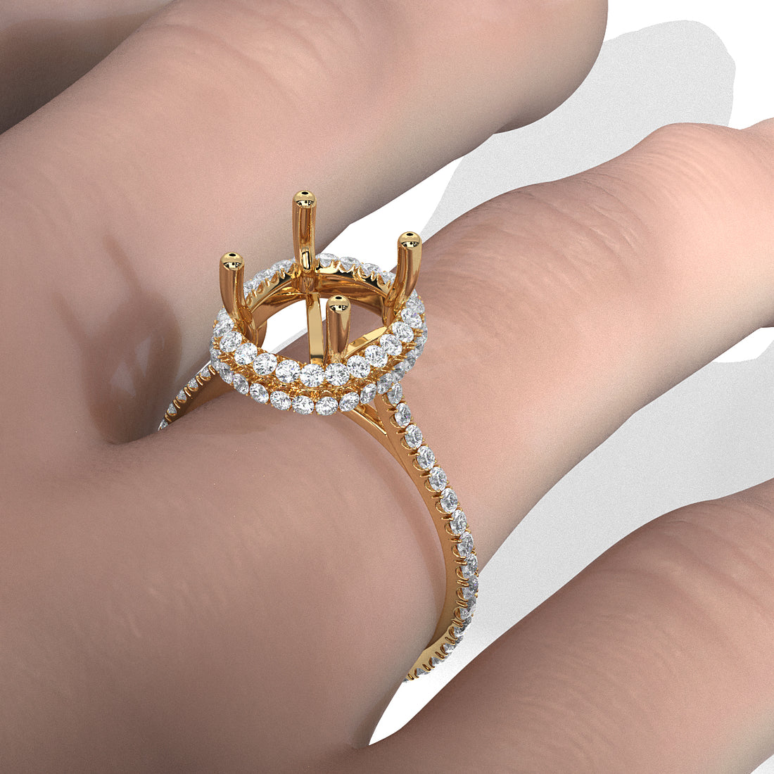 Double Halo Semi Mount Lab Grown Diamond Engagement Ring 0.53 Ct.