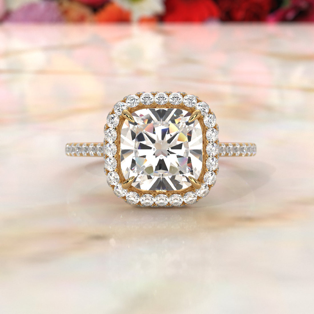 Double Halo Lab Grown Diamond Engagement Ring IGI Certified 2.53 Ctw.