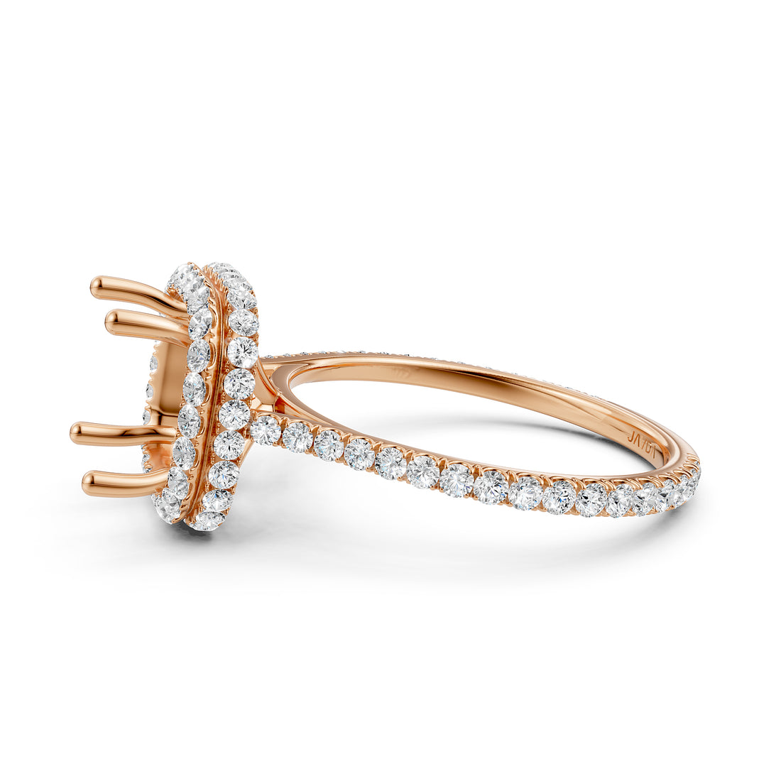 Double Halo Semi Mount Lab Grown Diamond Engagement Ring 0.53 Ct.