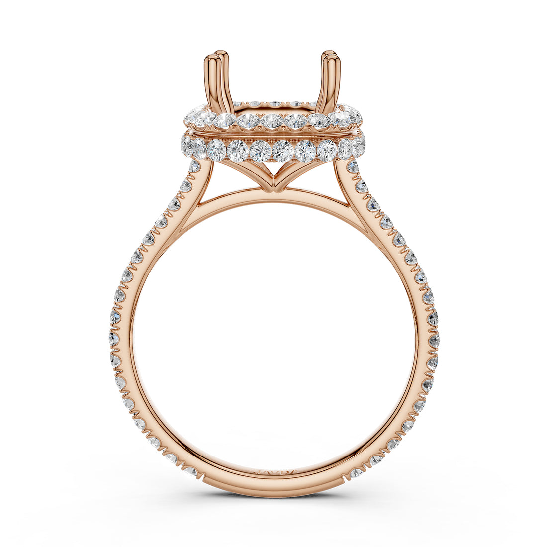 Double Halo Semi Mount Lab Grown Diamond Engagement Ring 0.53 Ct.