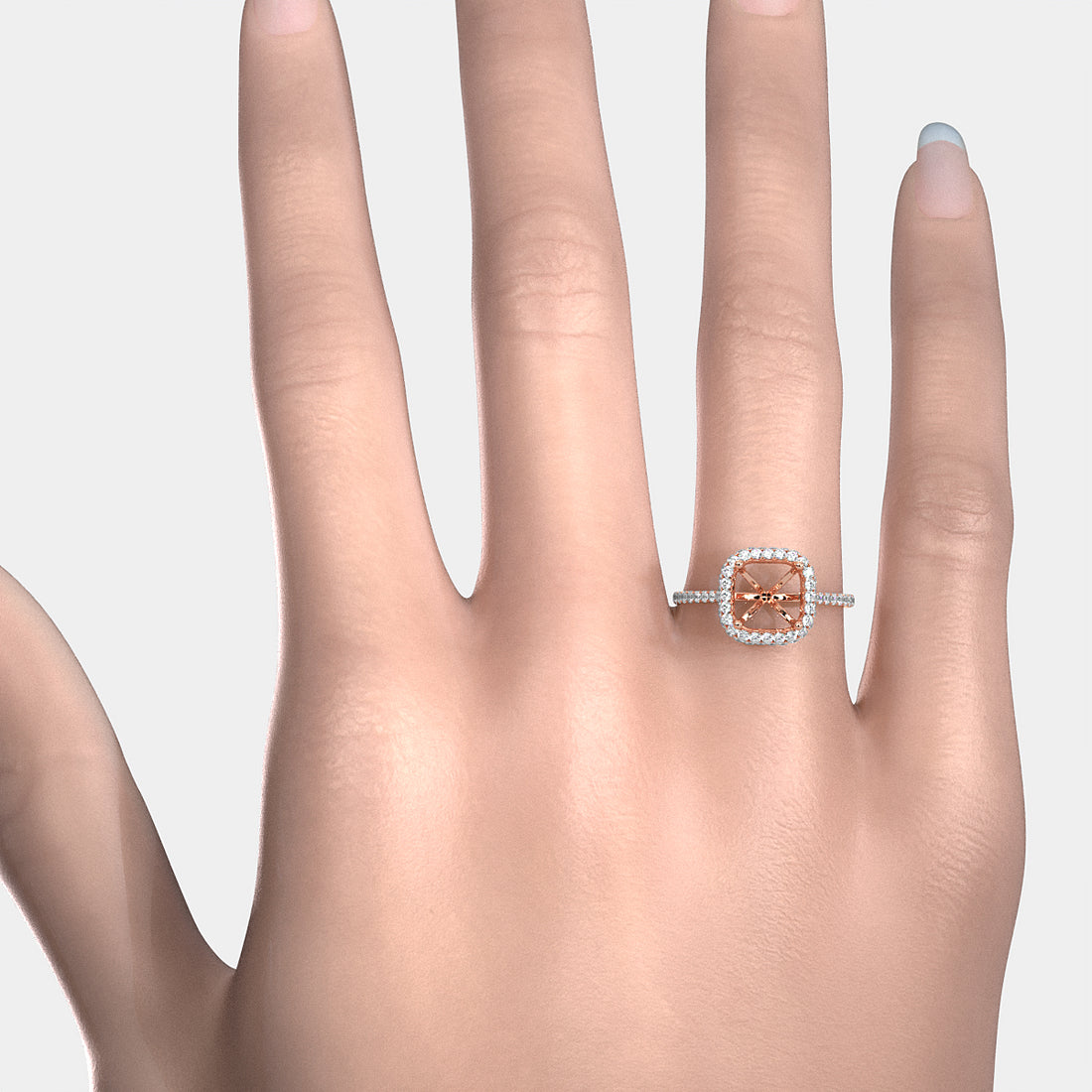 Double Halo Semi Mount Lab Grown Diamond Engagement Ring 0.53 Ct.