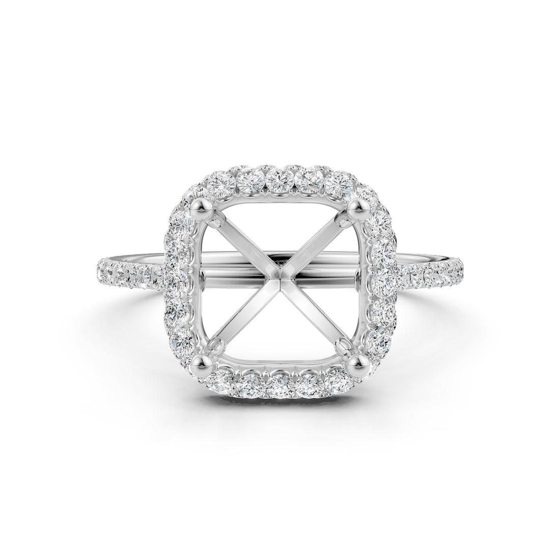 Double Halo Semi Mount Lab Grown Diamond Engagement Ring 0.53 Ct.