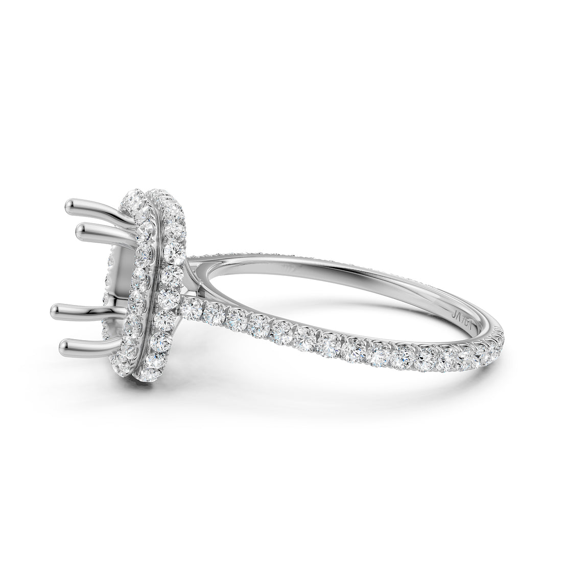 Double Halo Semi Mount Lab Grown Diamond Engagement Ring 0.53 Ct.