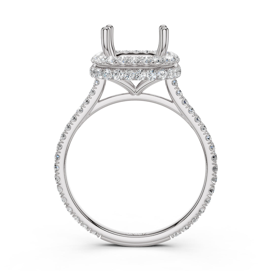 Double Halo Semi Mount Lab Grown Diamond Engagement Ring 0.53 Ct.