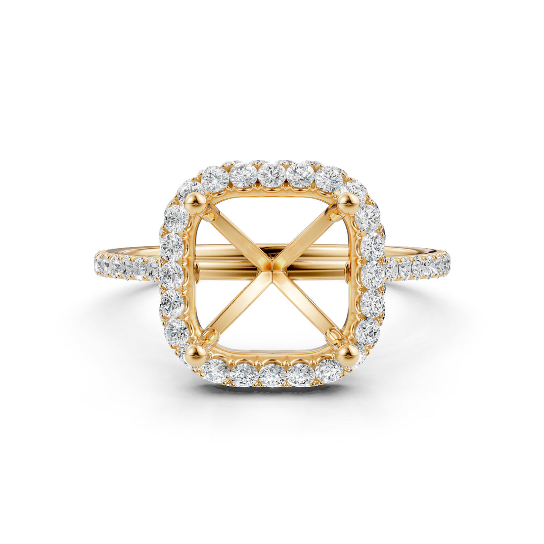 Double Halo Semi Mount Lab Grown Diamond Engagement Ring 0.53 Ct.