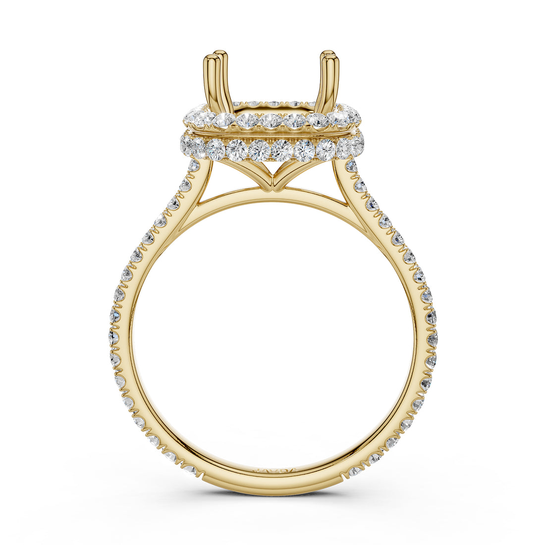 Double Halo Semi Mount Lab Grown Diamond Engagement Ring 0.53 Ct.