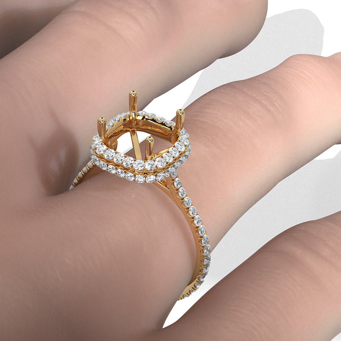 Double Halo Semi Mount Lab Grown Diamond Engagement Ring 0.53 Ct.